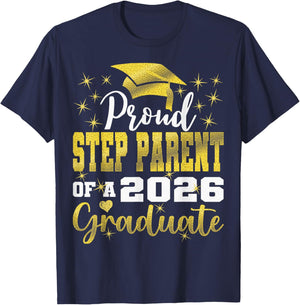 Super Proud Step Parent of 2026 Graduate Senior Graduation T-Shirt - T-Shirt | Navy