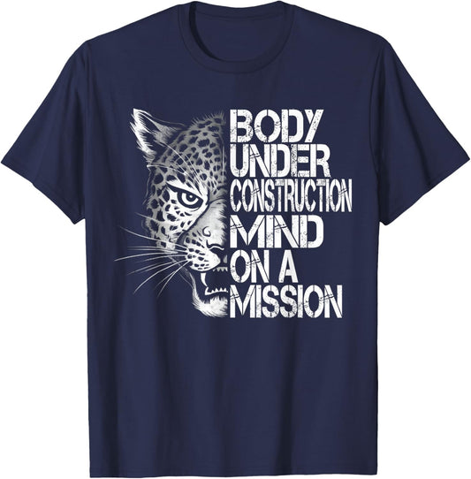 Tiger Gym Lovers Men Women Workout Body under construction T-Shirt - T-Shirt | Navy