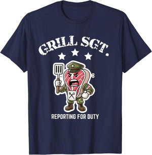 Grill Sgt. Funny BBQ Cookout T-Shirt - T-Shirt | Navy