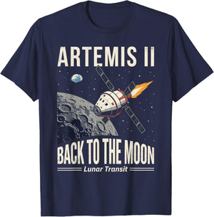 Artemis II Back to the Moon Lunar Transit Mission T-Shirt - T-Shirt | Navy