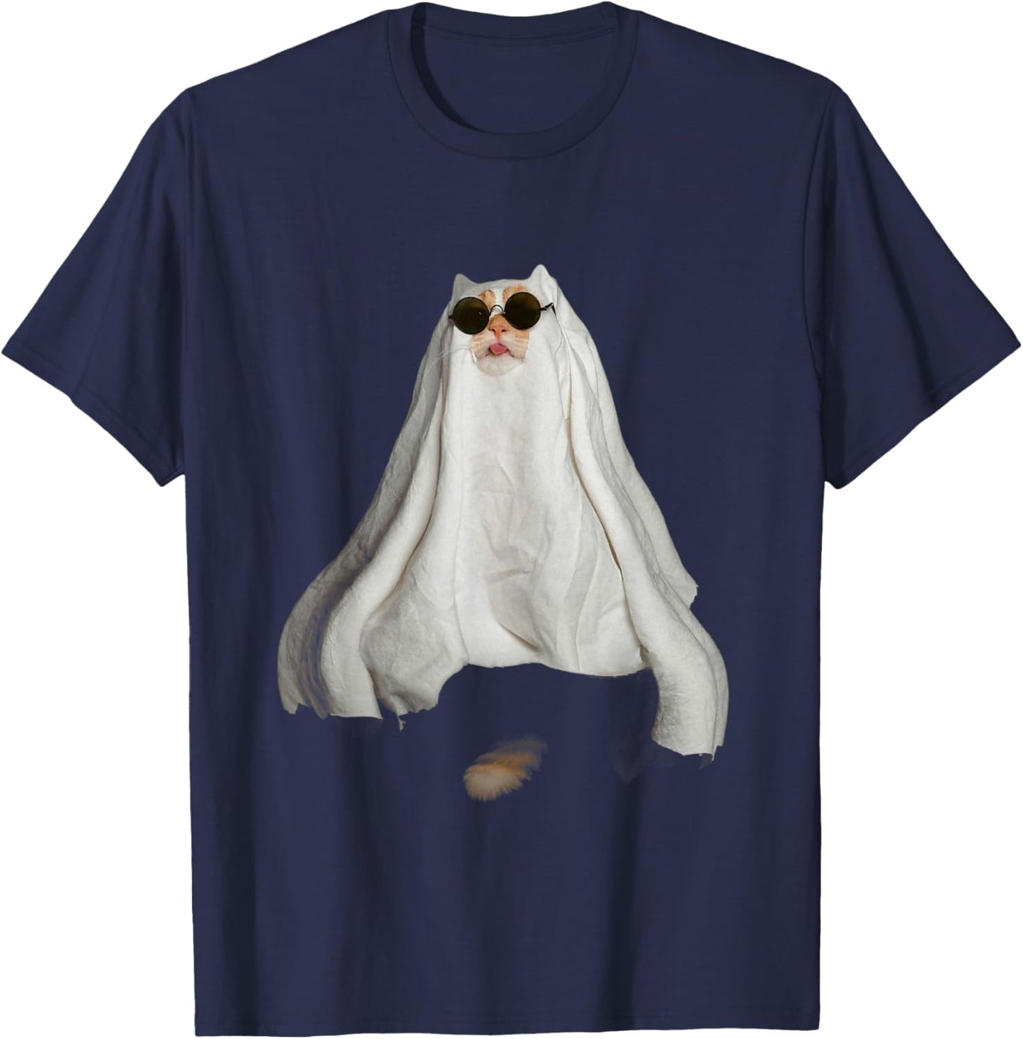 Ghost Cat Meme Funny Halloween Men Women Kids T-Shirt - T-Shirt | Navy