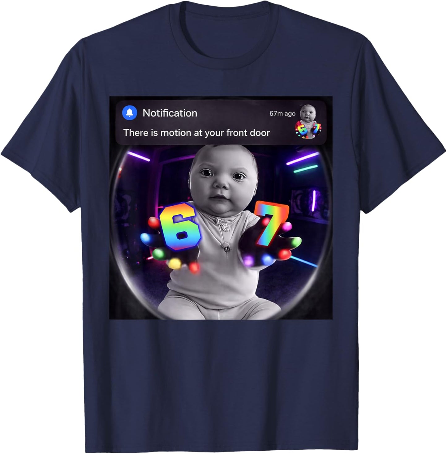 Funny Ai Baby Gloves Led 67 Motion at Your Front Door Meme T-Shirt - T-Shirt | Navy