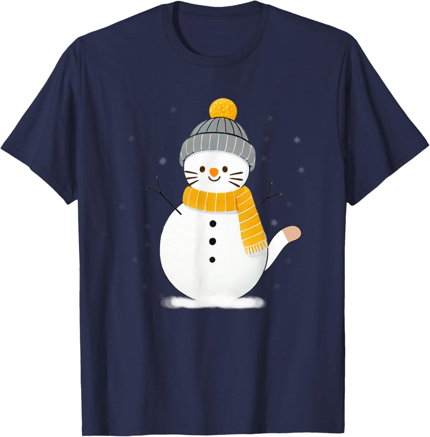 Funny Winter Cat, Cool Snow Cat T-Shirt - T-Shirt | Navy