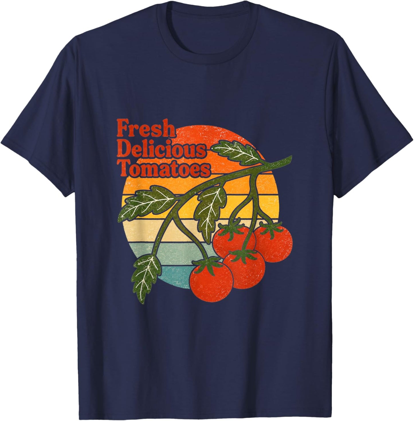 Fresh Delicious Tomatoes Farm Illustration T-Shirt - T-Shirt | Navy