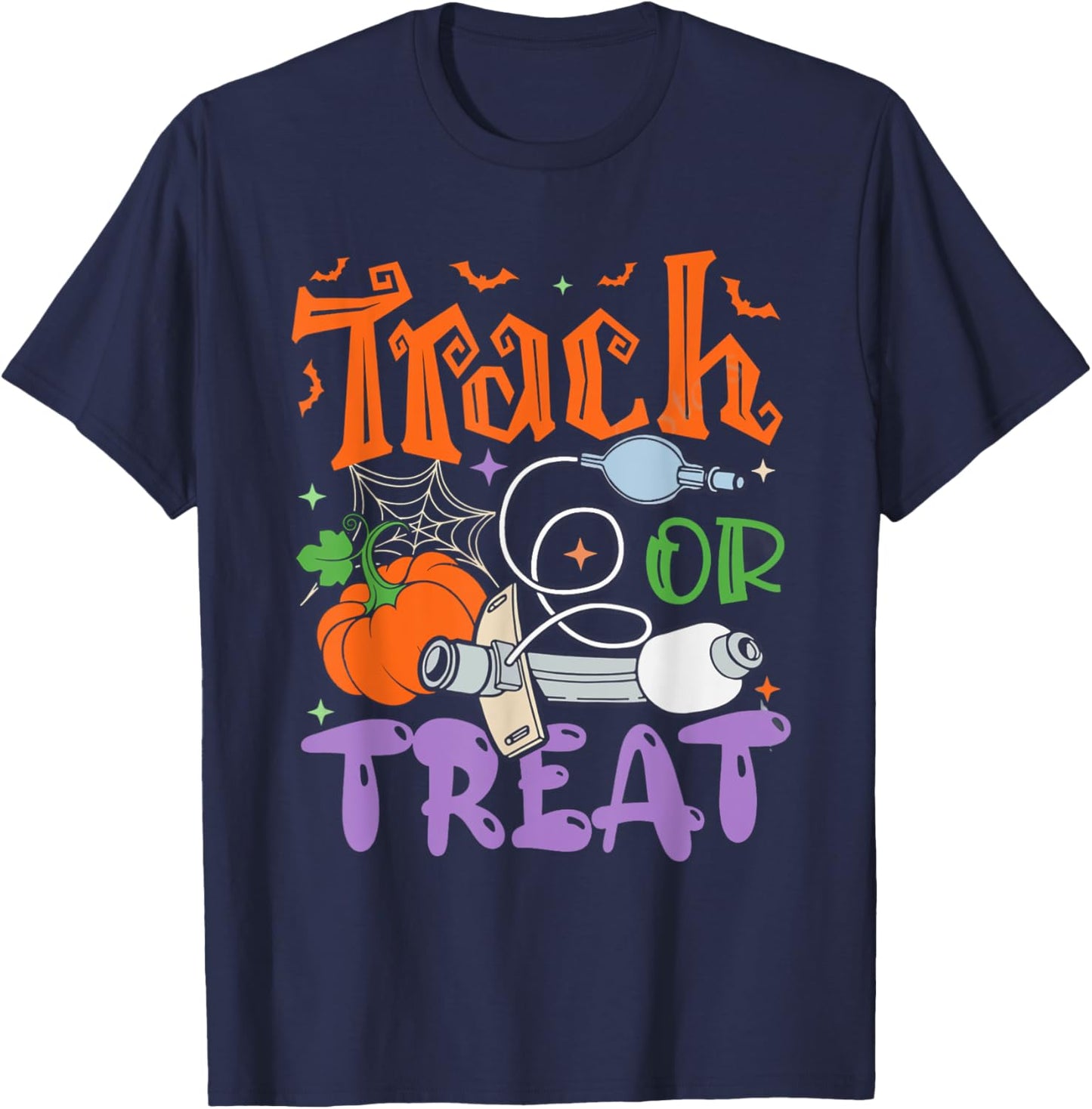 Respiratory Therapist Halloween Pumpkins ICU Rn Pulmonary T-Shirt - T-Shirt | Navy