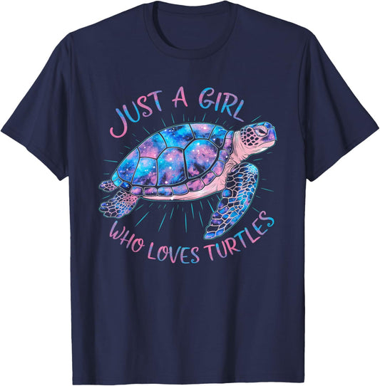 Just A Girl Who Loves Turtles Cute Turtle Lover Conservation T-Shirt - T-Shirt | Navy