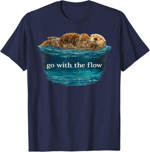 Go with The Flow Sea Otter T-Shirt - T-Shirt | Navy