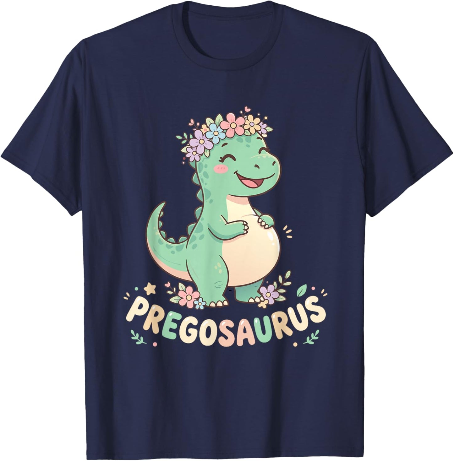 Pregosaurus Cute Dinosaurier Schwangerschaft Ankündigung T-Shirt - T-Shirt | Navy