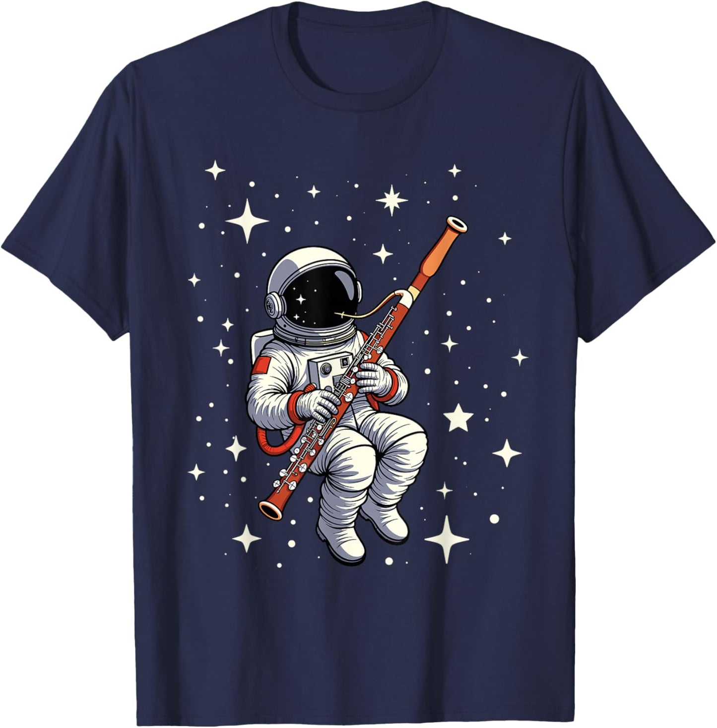 Astronaut Bassoon Player Music Space Bassoon T-Shirt - T-Shirt | Navy