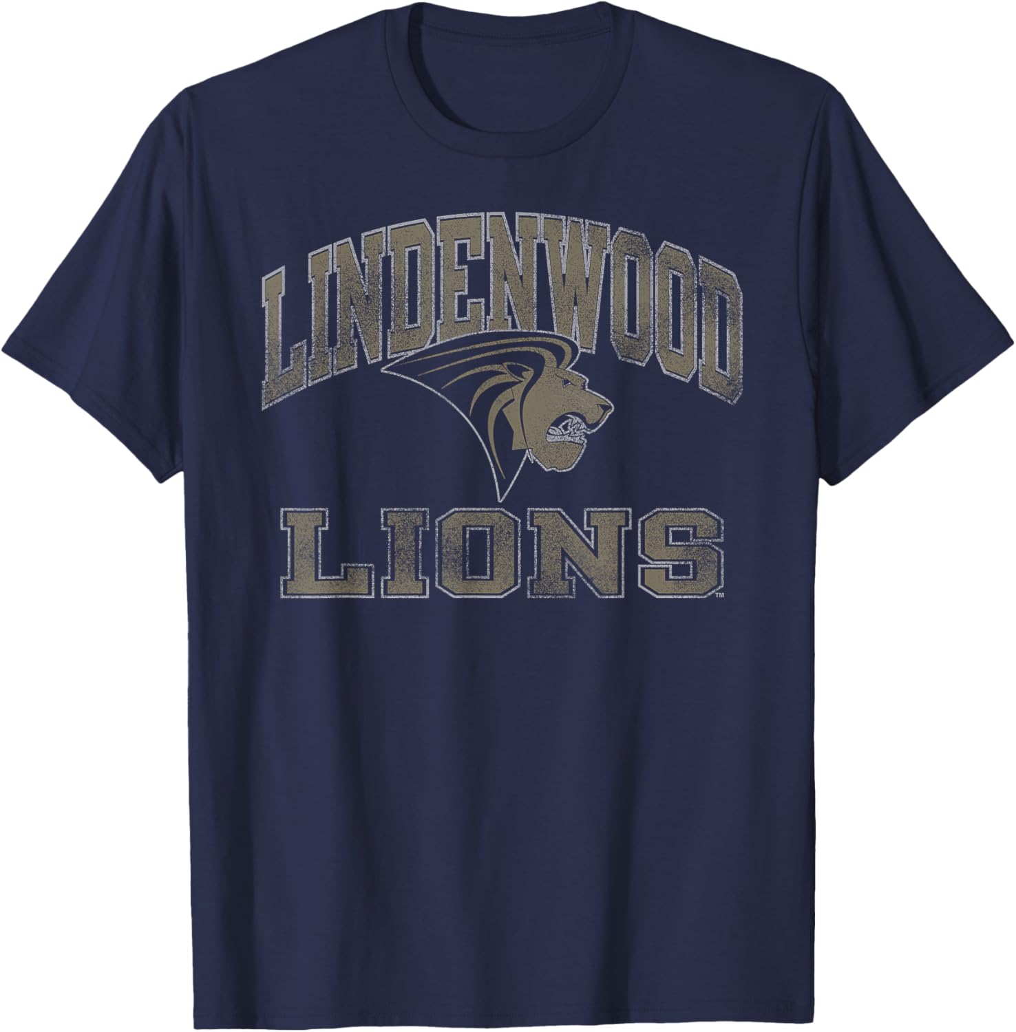 Lindenwood Lions Vintage Worn Black Officially Licensed T-Shirt - T-Shirt | Navy