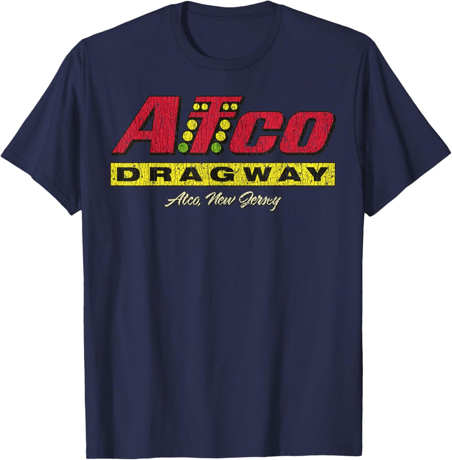 Vintage Drag Racing Retro Christmas Tree Dragway Xmas T-Shirt - T-Shirt | Navy