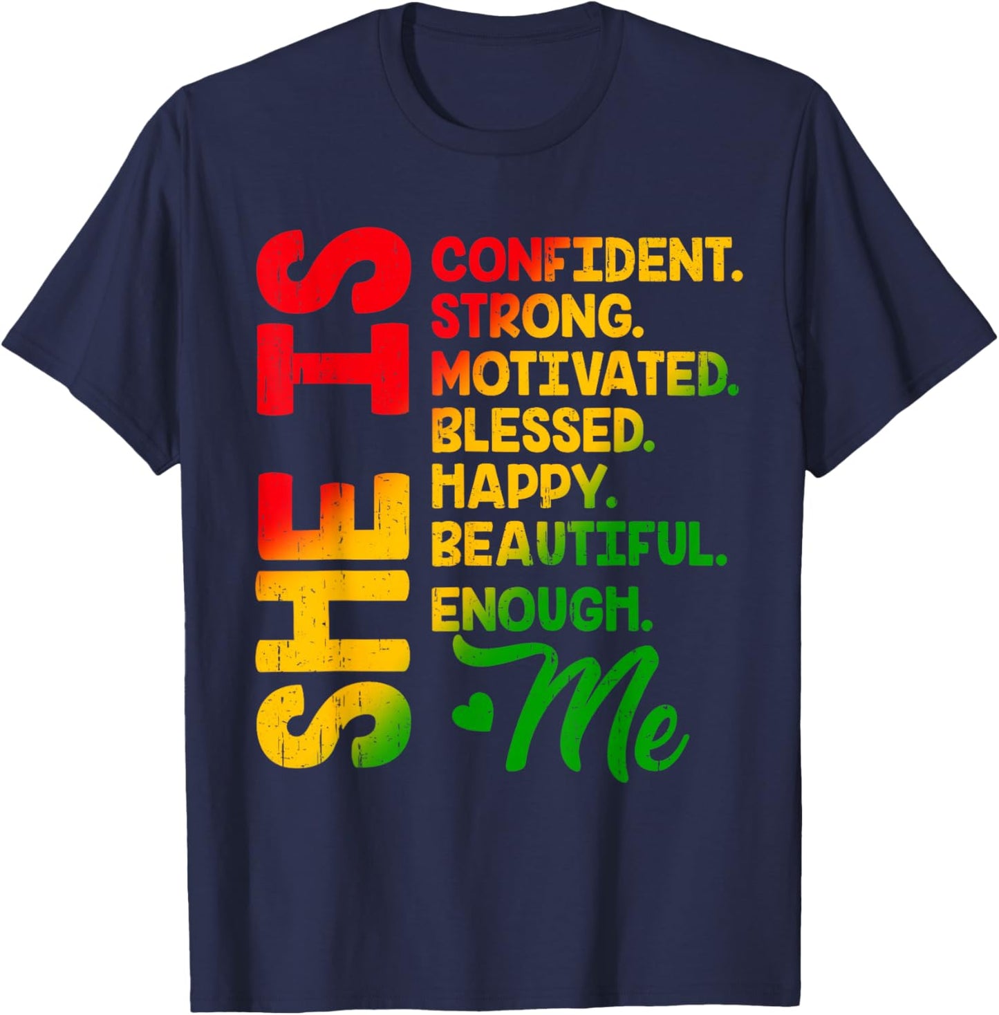 Juneteenth She is Confident Strong Motivated Afro Women T-Shirt - T-Shirt | Navy