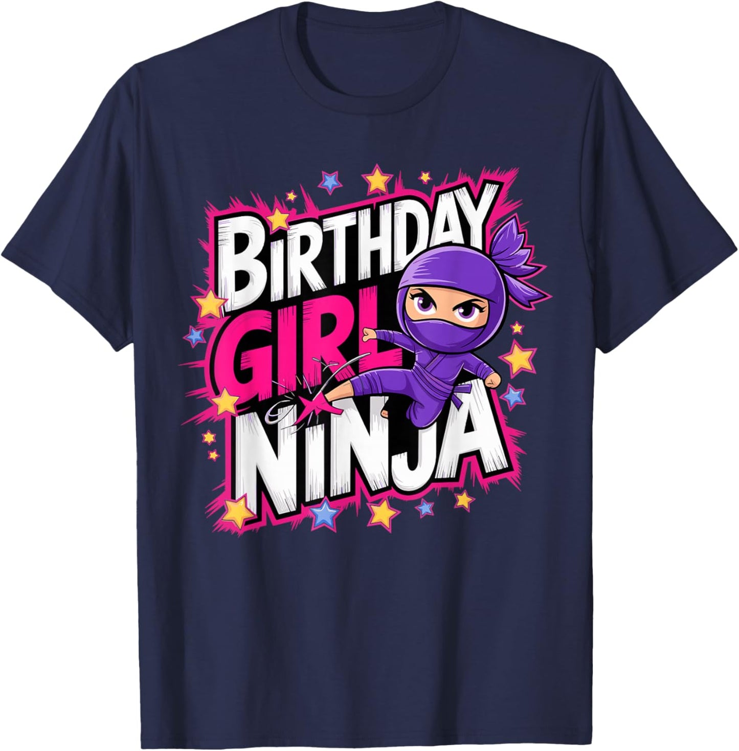 Birthday Girl Ninja Party T-Shirt - T-Shirt | Navy
