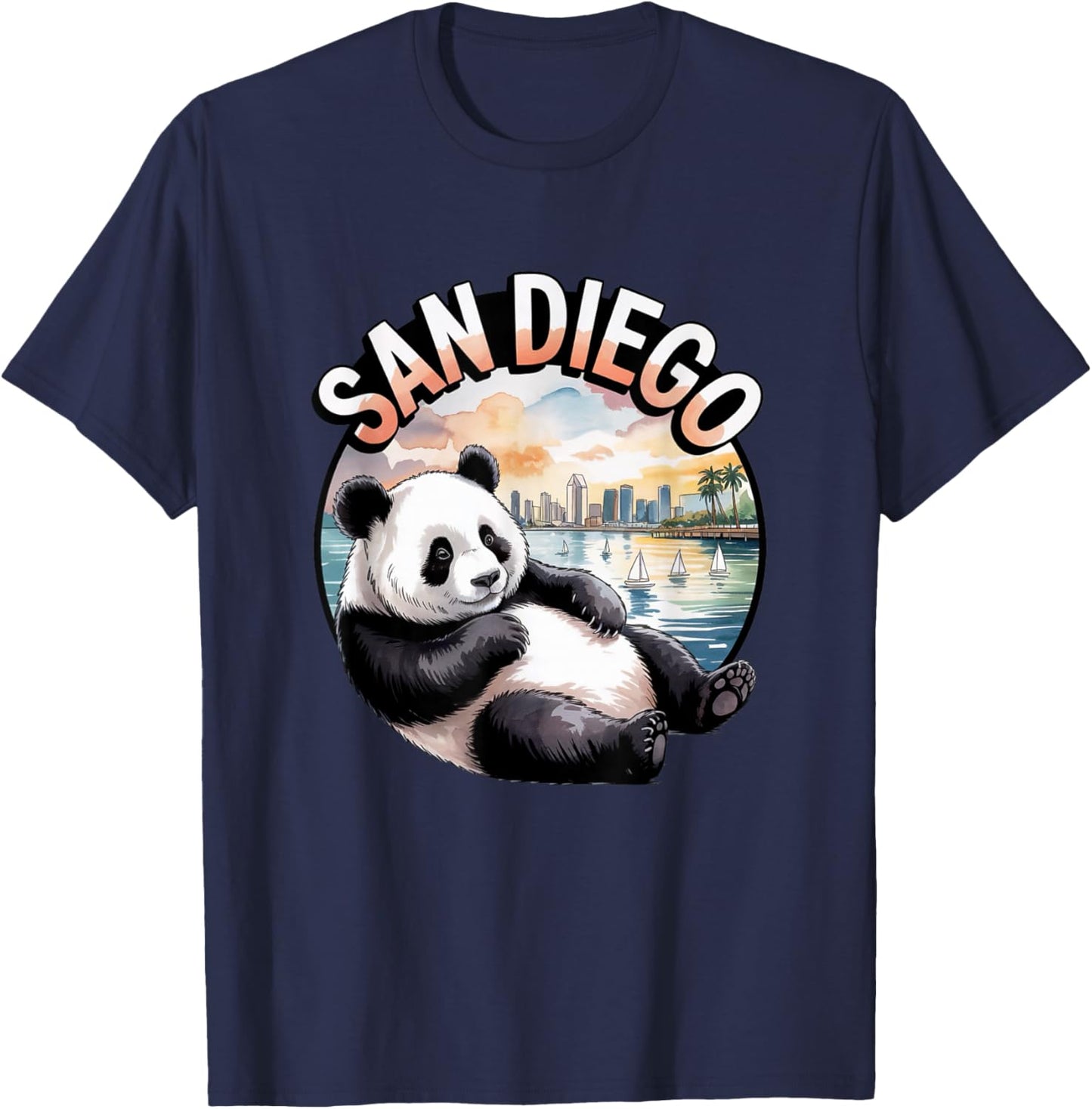 San Diego Panda Cute Animal City Zoo Park T-Shirt - T-Shirt | Navy