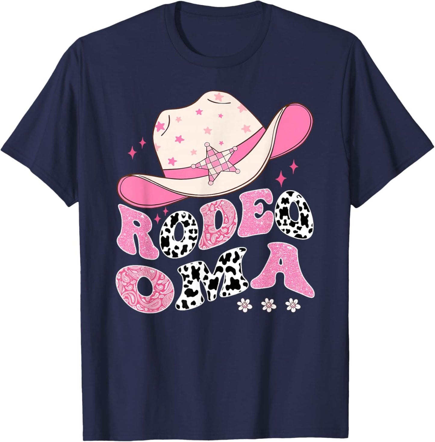 Rodeo Oma Pink CowGirl 1St Birthday Family Matching T-Shirt - T-Shirt | Navy