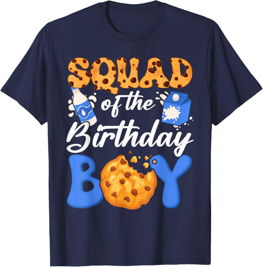 Squad of The Birthday Boy Milk and Cookies 1St Birthday T-Shirt - T-Shirt | Navy