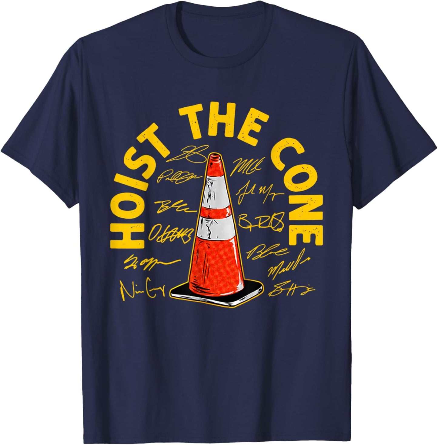 Hoist The Cone Funny Traffic Cone Humor Graphic T-Shirt - T-Shirt | Navy