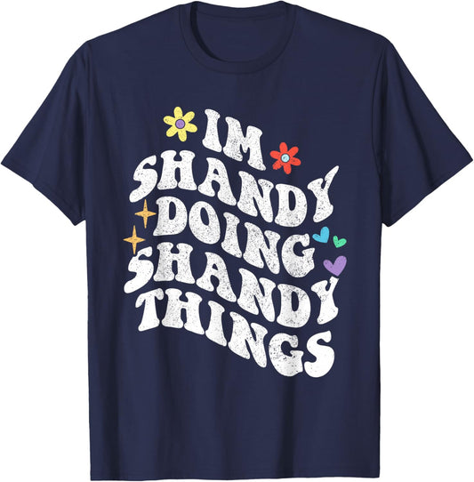 Retro Groovy Im Shandy Doing Shandy Things Funny Mother's T-Shirt - T-Shirt | Navy