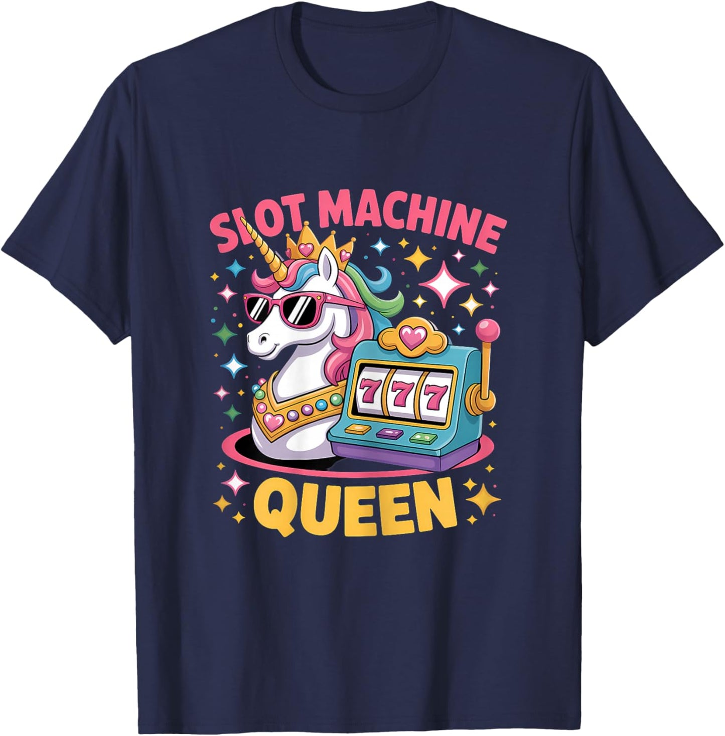 Slot Machine Queen Gambler Funny Casino Gambling T-Shirt - T-Shirt | Navy