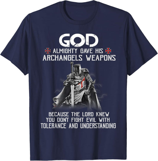 Knight Templar Christian Warrior of God Gave His Weapons T-Shirt - T-Shirt | Navy