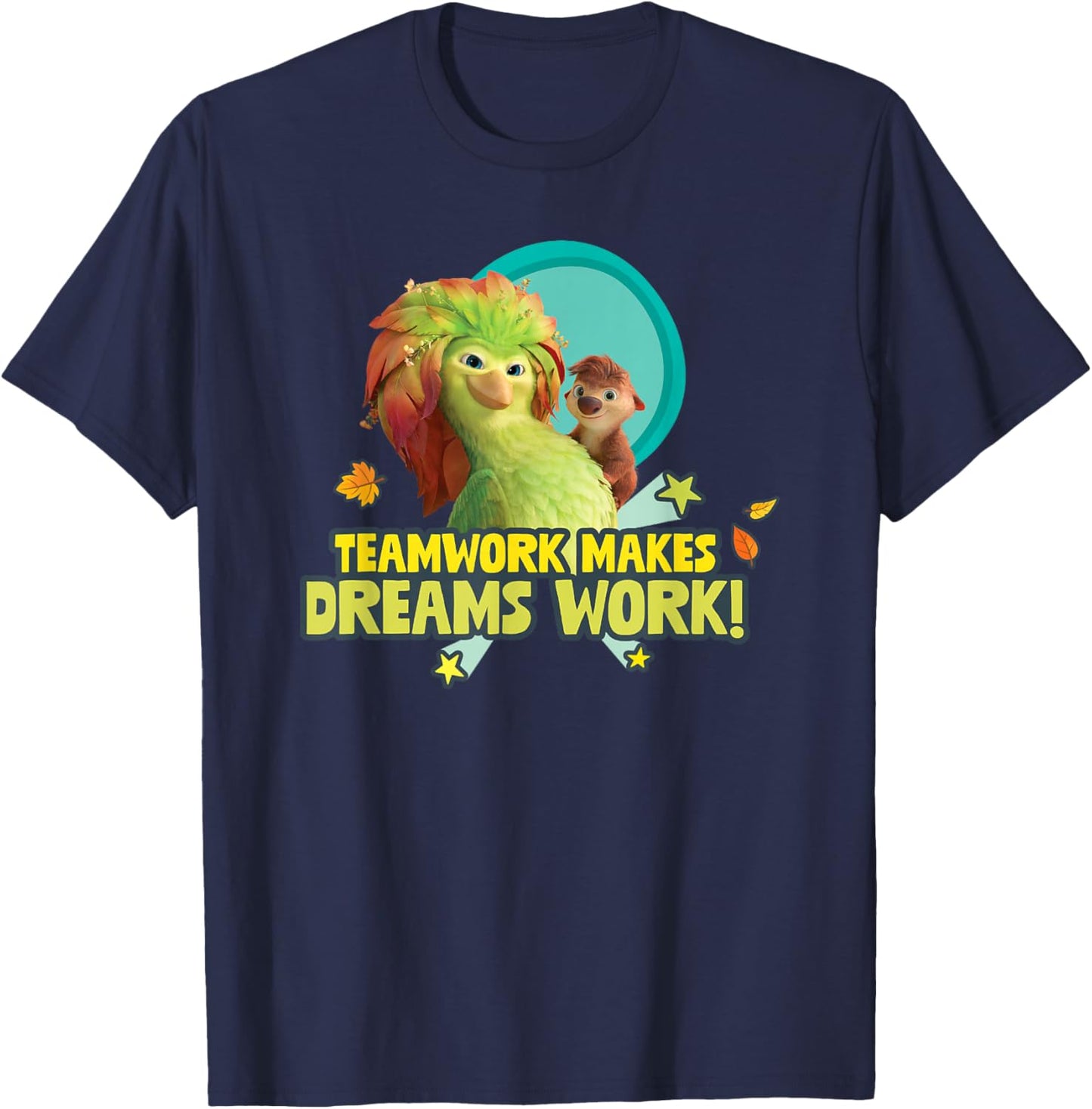 Teamwork Makes Dreams Work Regal Bird Forest Critter T-Shirt - T-Shirt | Navy