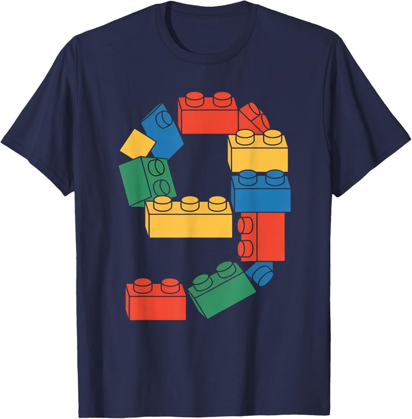 Baumeister zum 9. Geburtstag, neun 9 Jahre alt, Baustein T-Shirt - T-Shirt | Navy