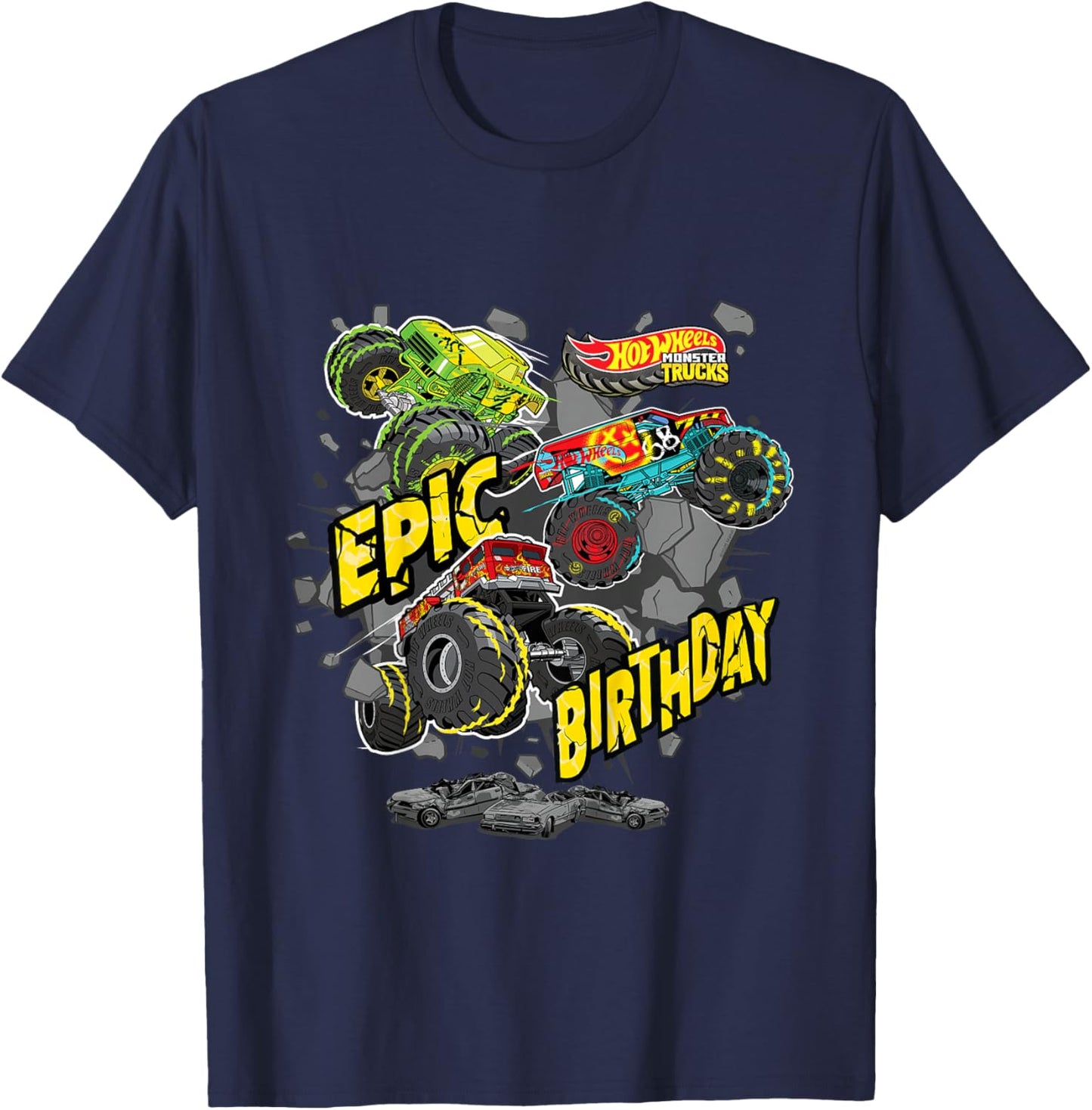 Kids Hot Wheels Monster Trucks - Epic Birthday T-Shirt - T-Shirt | Navy