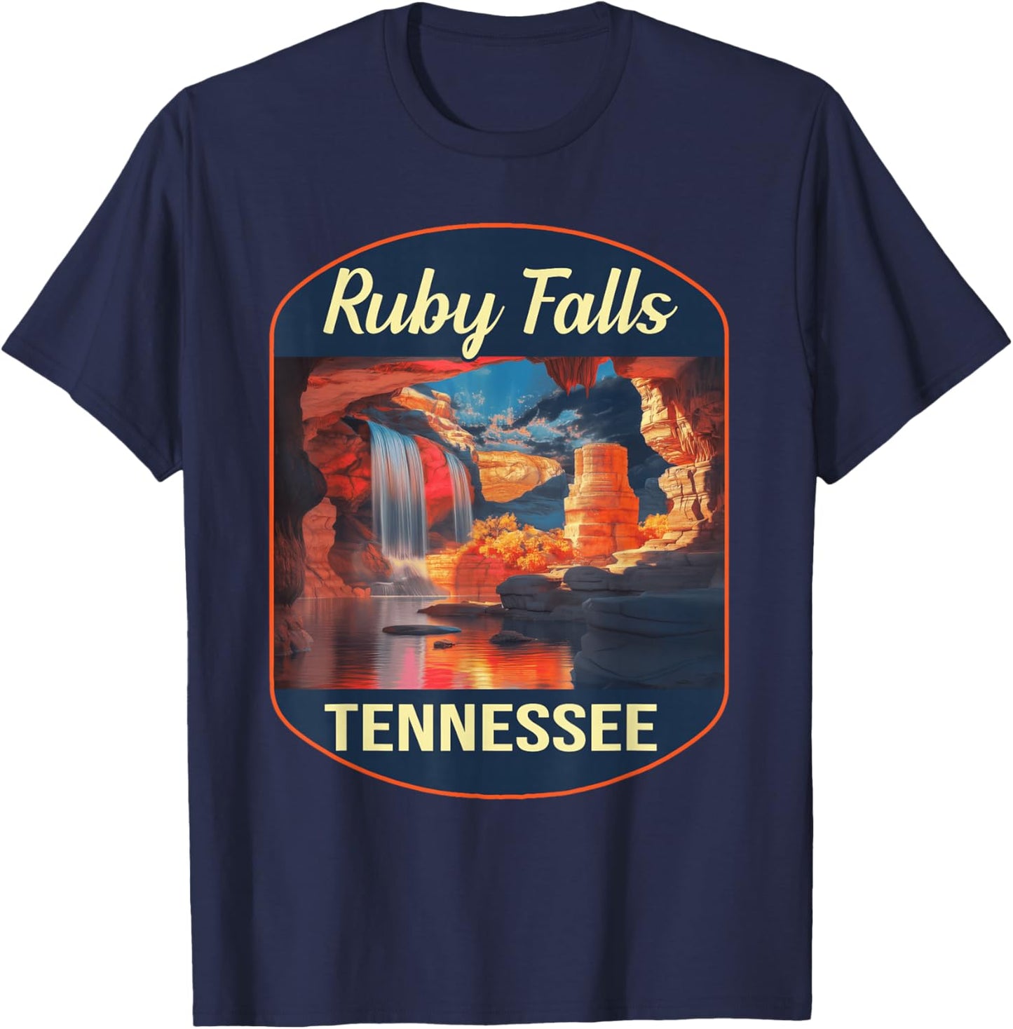 Ruby Falls Tennessee Waterfall Nature Travel Adventure T-Shirt - T-Shirt | Navy