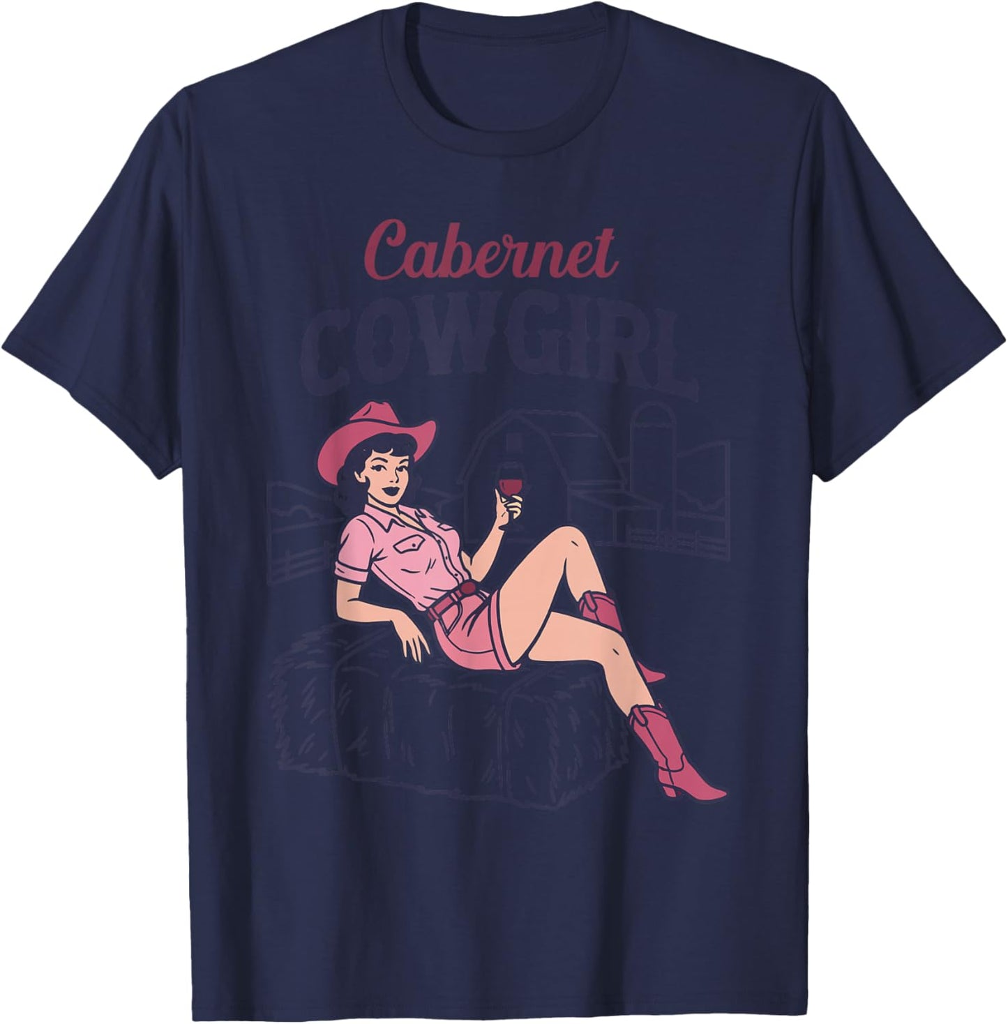 Cute Cabernet Cowgirl Wine Lover T-Shirt - T-Shirt | Navy