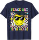Peace Out Fifth Grade Smile Face Last Day Boy Girl Student T-Shirt - T-Shirt | Navy