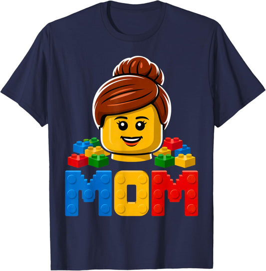 Family Mom Master Builder Building Bricks Blocks Mothers Day T-Shirt - T-Shirt | Navy