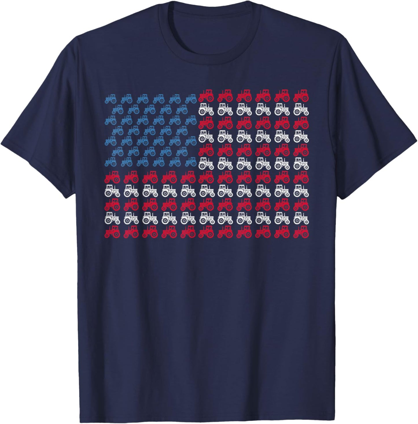 Farmer Tractors Arrange Into American Flag 4th Of July Kids Men T-Shirt - T-Shirt | Navy