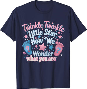 Twinkle Twinkle Little Star Gender Reveal Baby Shower T-Shirt - T-Shirt | Navy