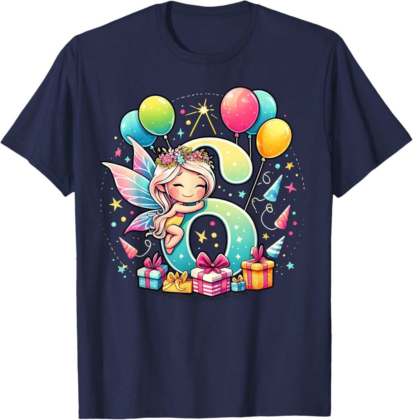 Kids Fairy Theme sixth Bday Party 6th Fairy Birthday T-Shirt - T-Shirt | Navy