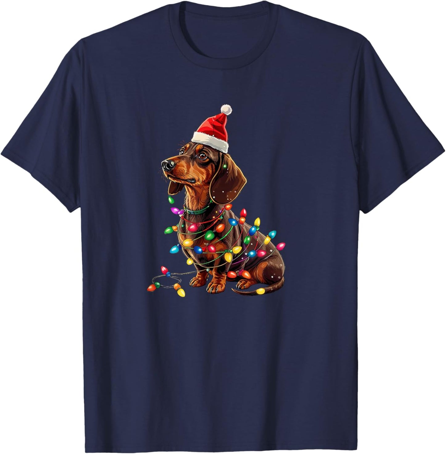 Dachshund Christmas Weiner Dog Xmas Pajamas Cute Women Kids T-Shirt - T-Shirt | Navy