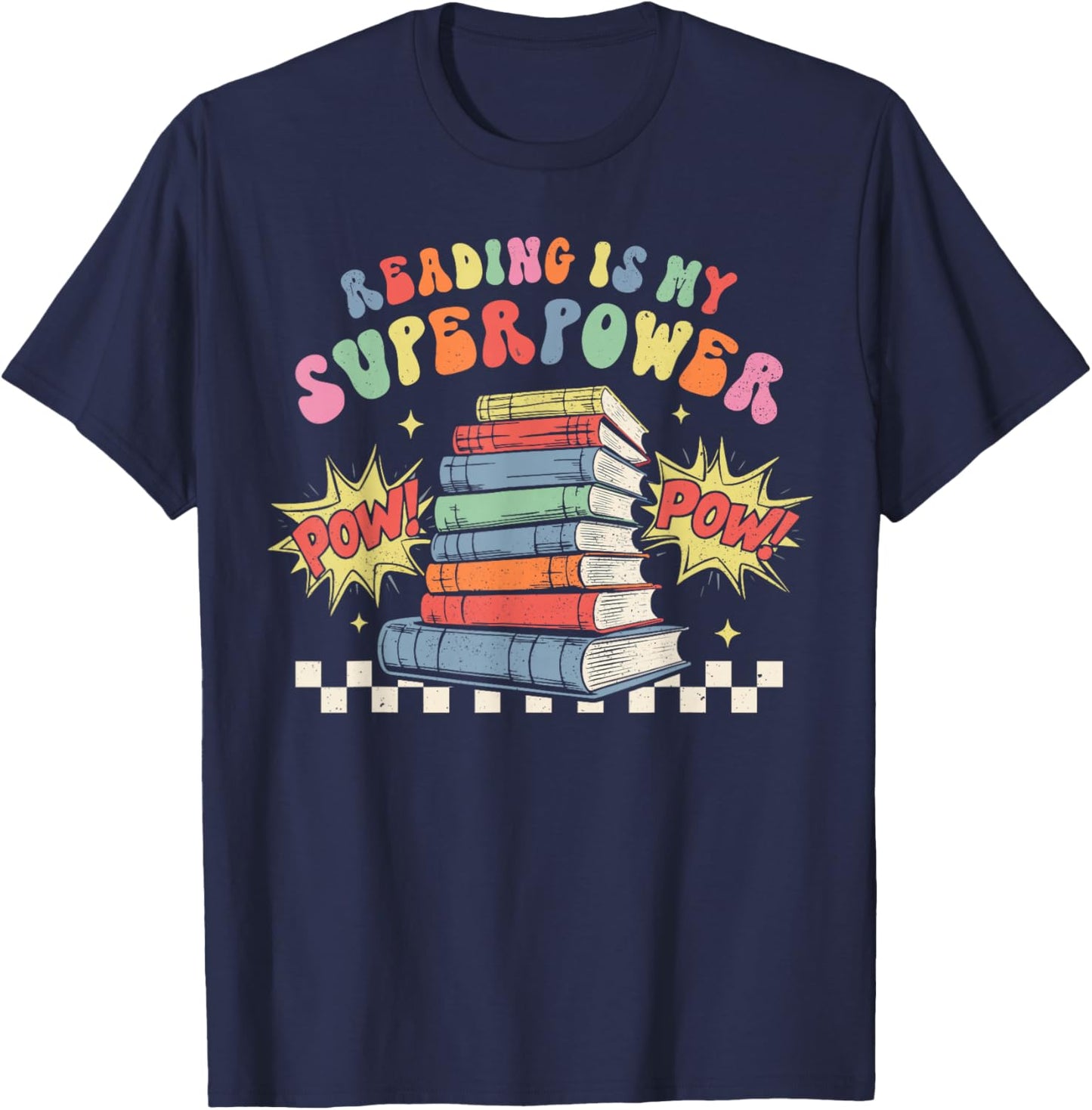 Funny Reading Is My Superpower Book Lover Bookworm Librarian T-Shirt - T-Shirt | Navy