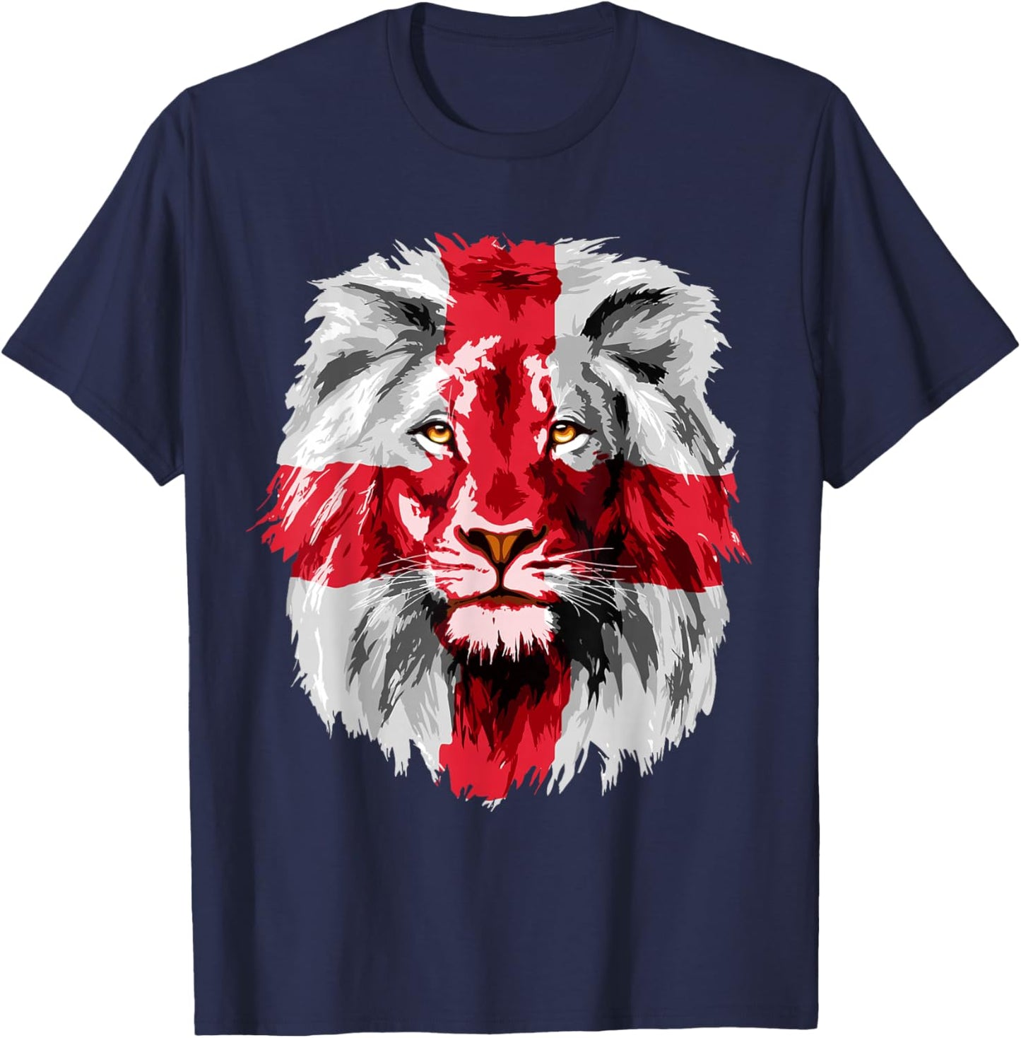 England National Flag Lion Face English England Flag T-Shirt - T-Shirt | Navy