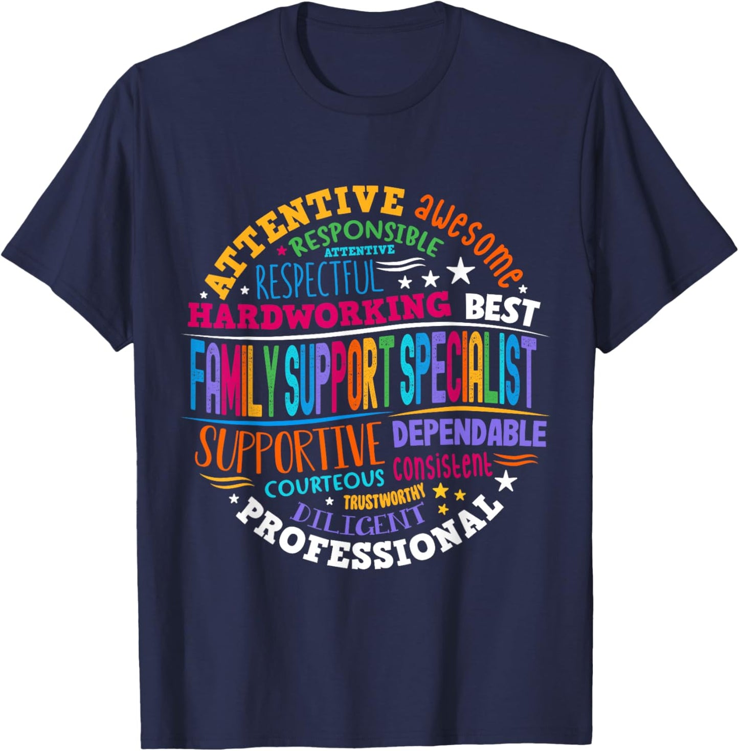 Groovy Family Support Specialists Recognition Week T-Shirt - T-Shirt | Navy