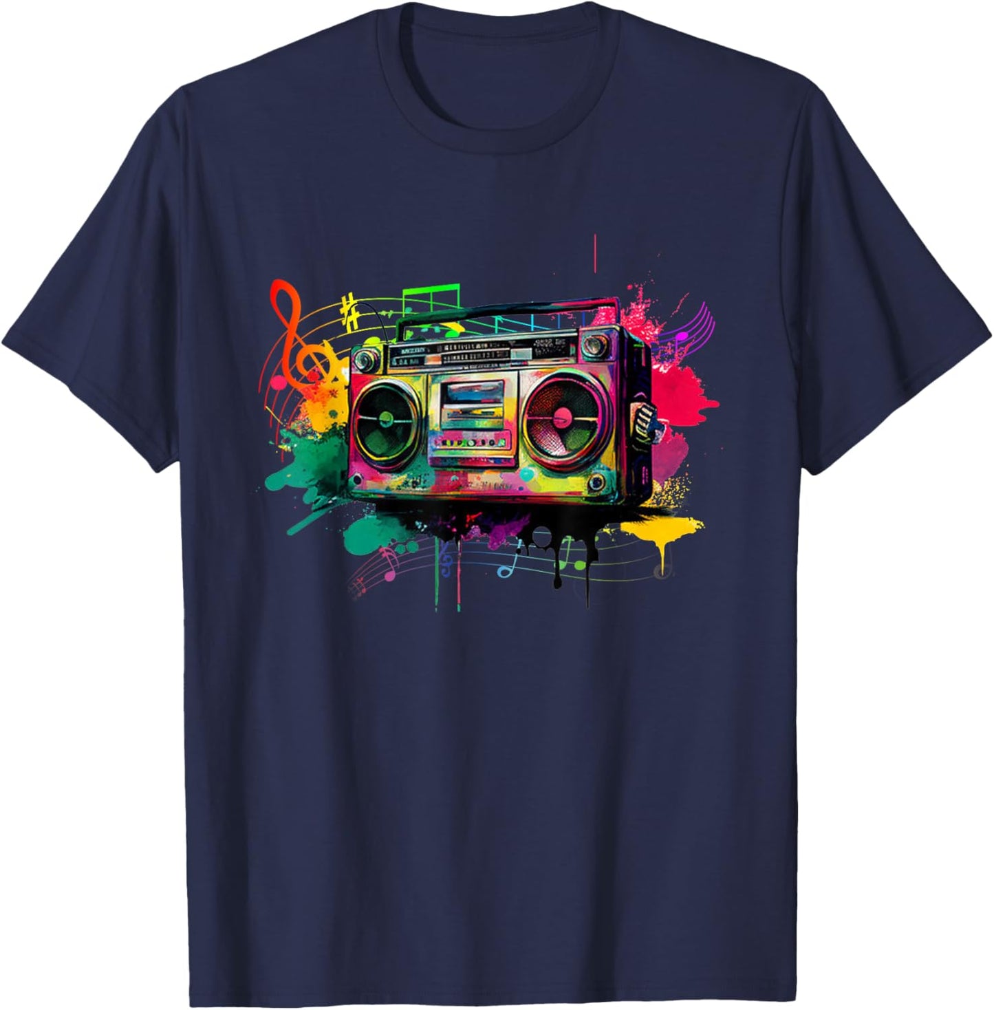 Ghetto Blaster 80's 90's Hip Hip Rap T-Shirt - T-Shirt | Navy