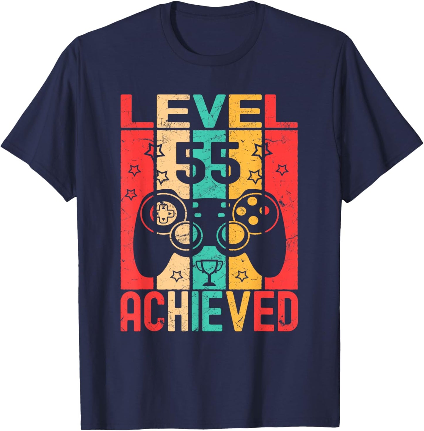 Level 55 Achieved Game Controller, Funny 55th Birthday T-Shirt - T-Shirt | Navy