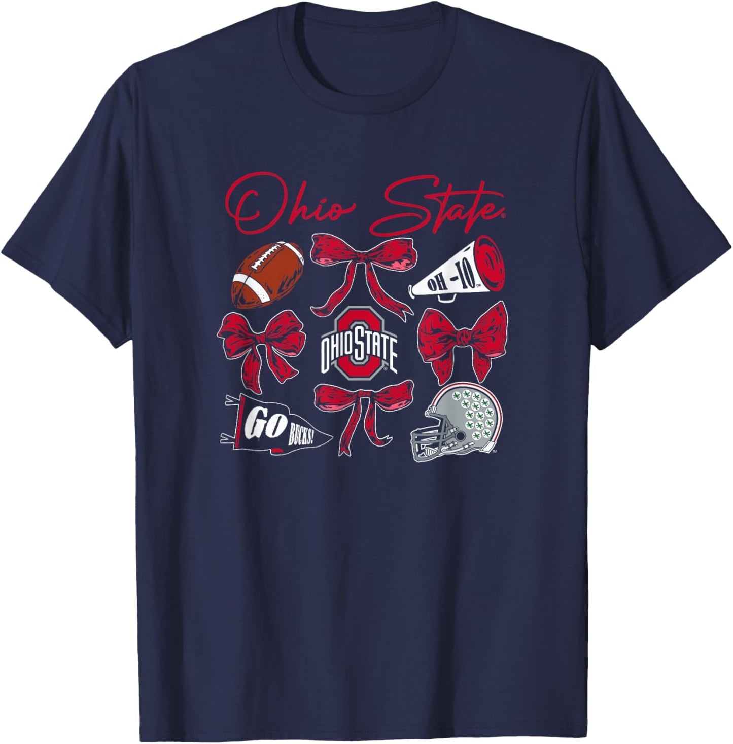 Ohio State Buckeyes Football Bows Black Officially Licensed T-Shirt - T-Shirt | Navy