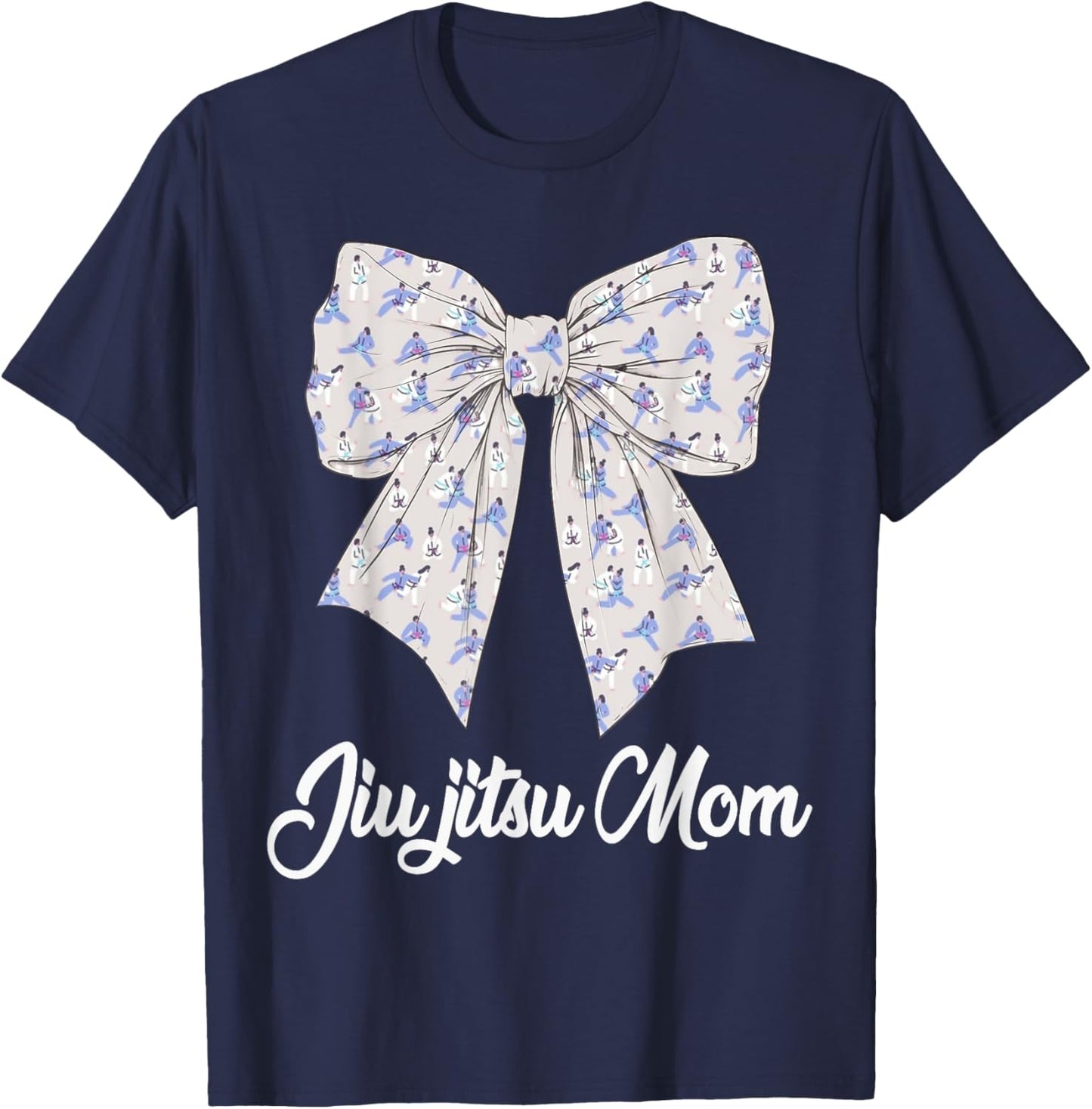 Jiu jitsu Mom Coquette Bow Cute Jiu jitsu Lovers Mothers Day T-Shirt - T-Shirt | Navy