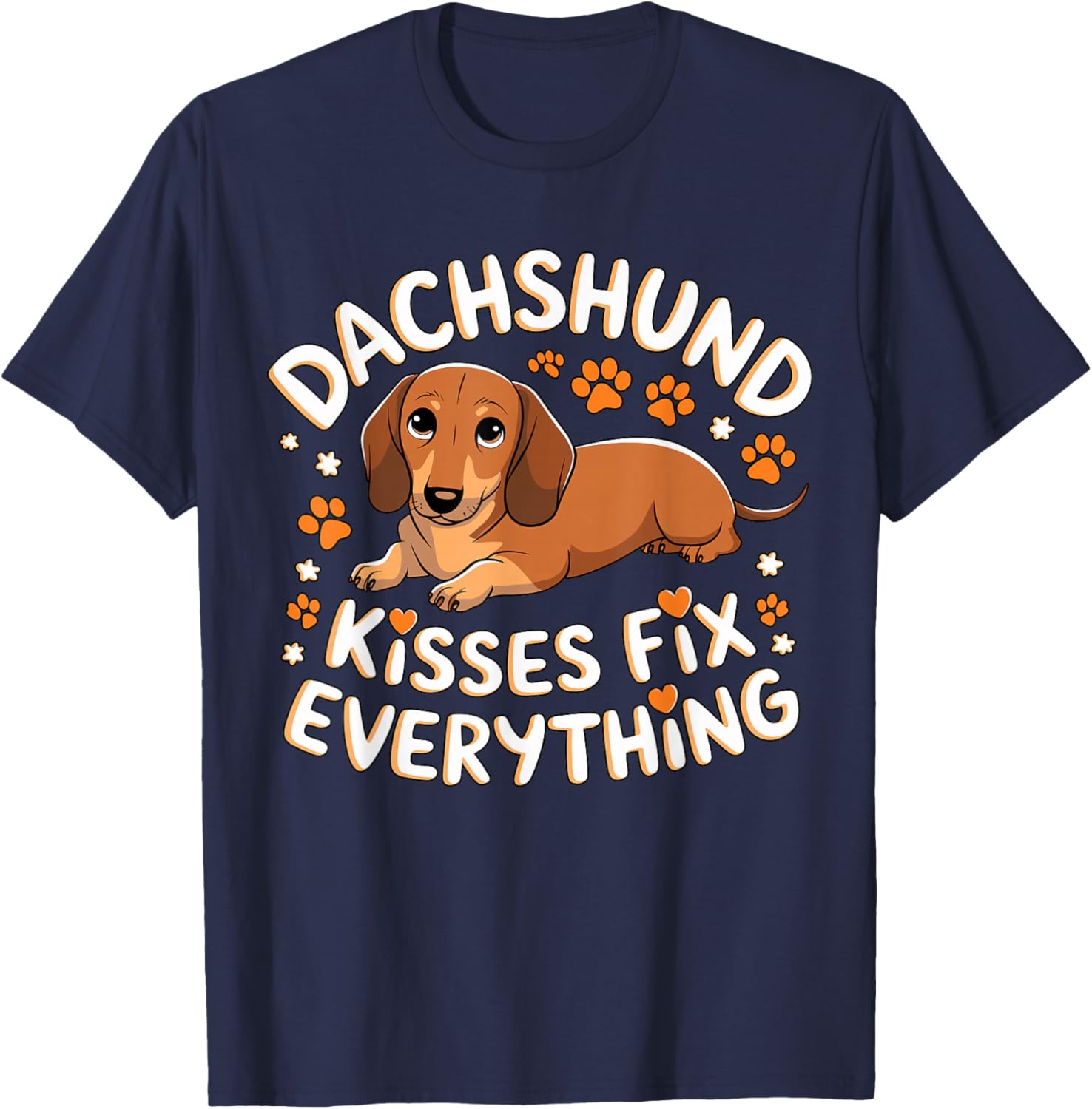 Dachshund Kisses Fix Everything T-Shirt - T-Shirt | Navy