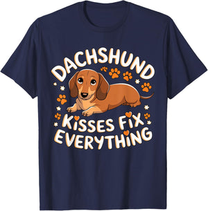Dachshund Kisses Fix Everything T-Shirt - T-Shirt | Navy