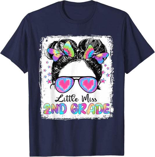 Little Miss Second Grade Girl Back To School Shirt 2nd Grade T-Shirt - T-Shirt | Navy