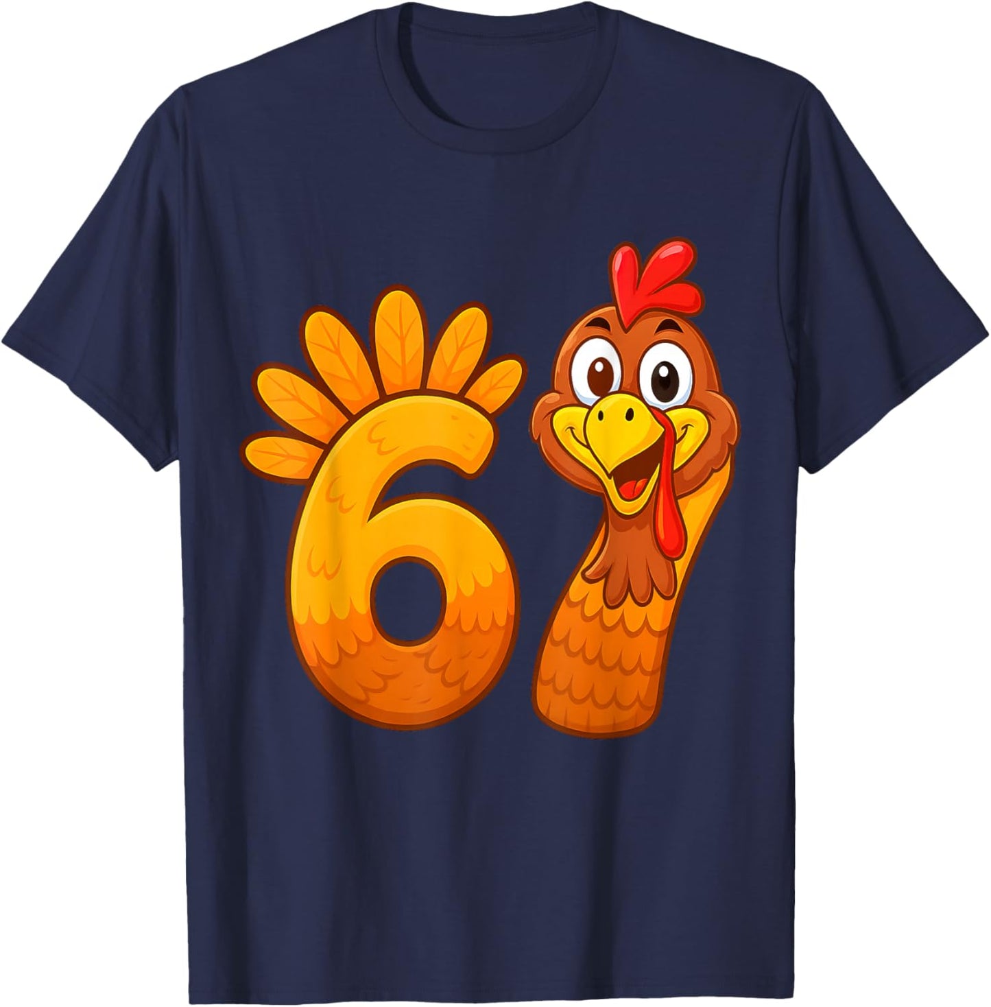 Funny 67 Thanksgiving Meme Turkey Six Seven Costume Boy Girl T-Shirt - T-Shirt | Navy