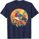 Vibrant Bird Among Blossoms T-Shirt - T-Shirt | Navy