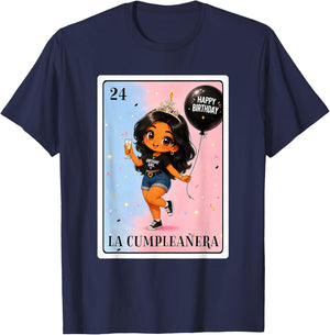 Latina La Cumpleanera Birthday Girl Mexican Bingo Card T-Shirt - T-Shirt | Navy