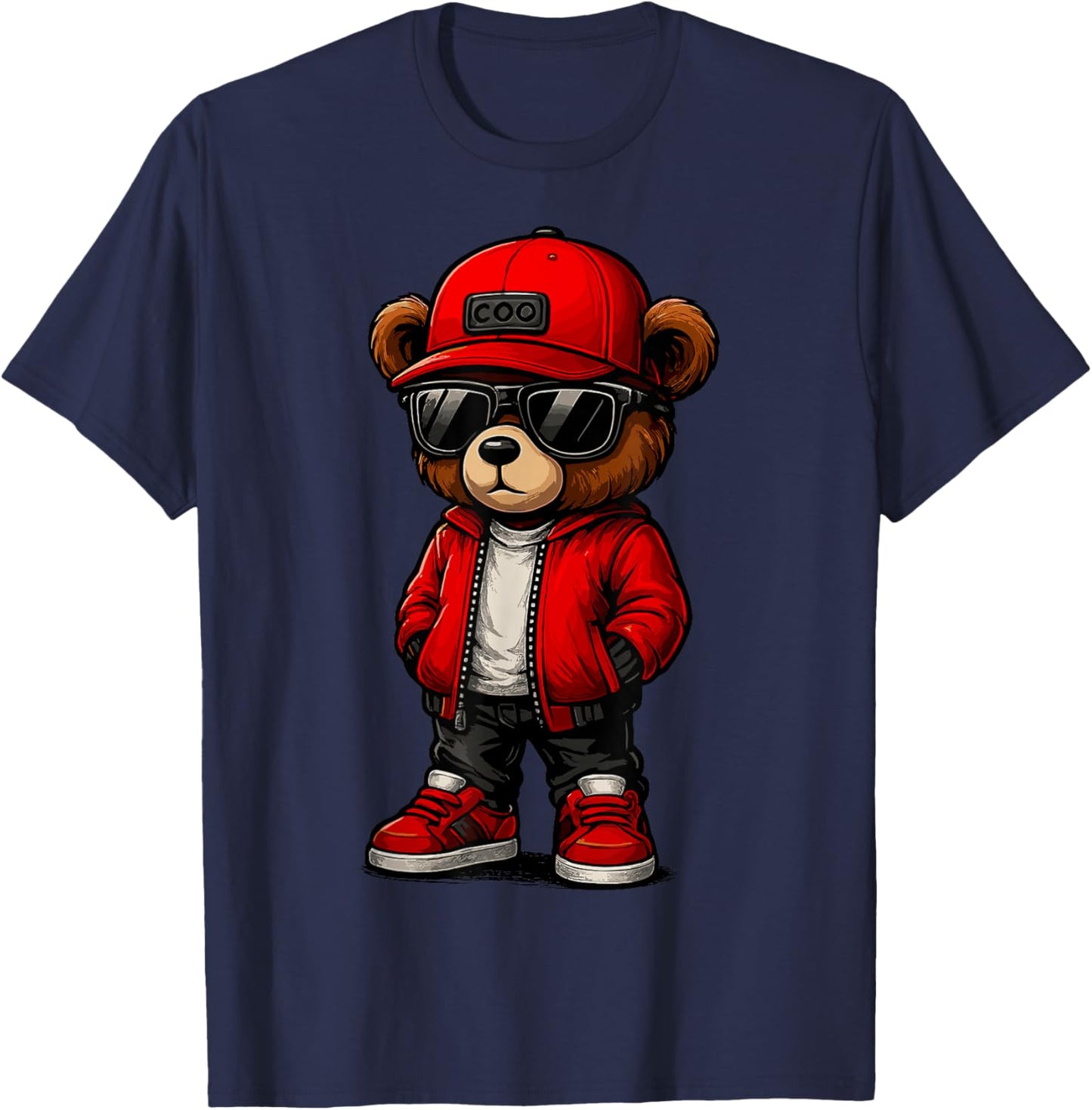 Hip Hop Teddy Bear with Sunglasses T-Shirt - T-Shirt | Navy