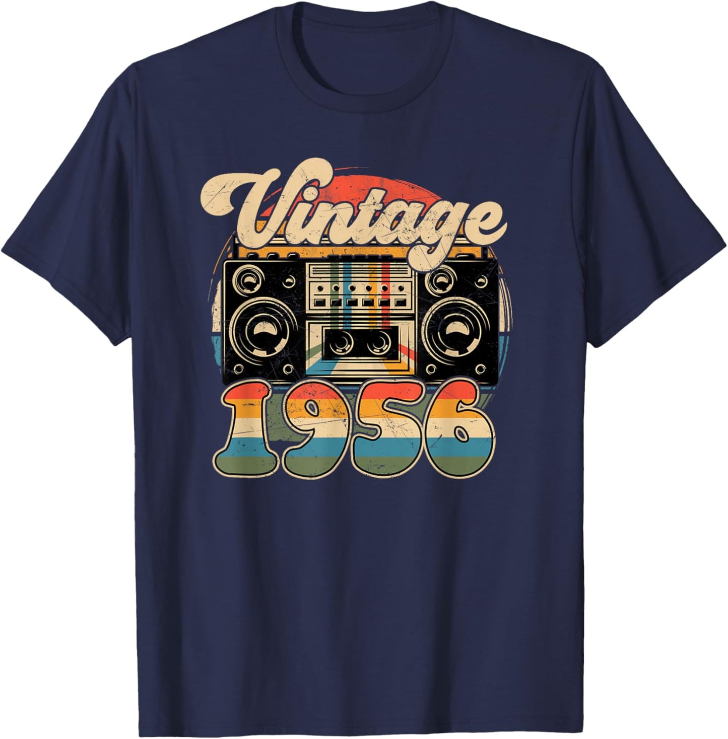 70th Birthday Retro Vintage 1956 Men Women T-Shirt - T-Shirt | Navy